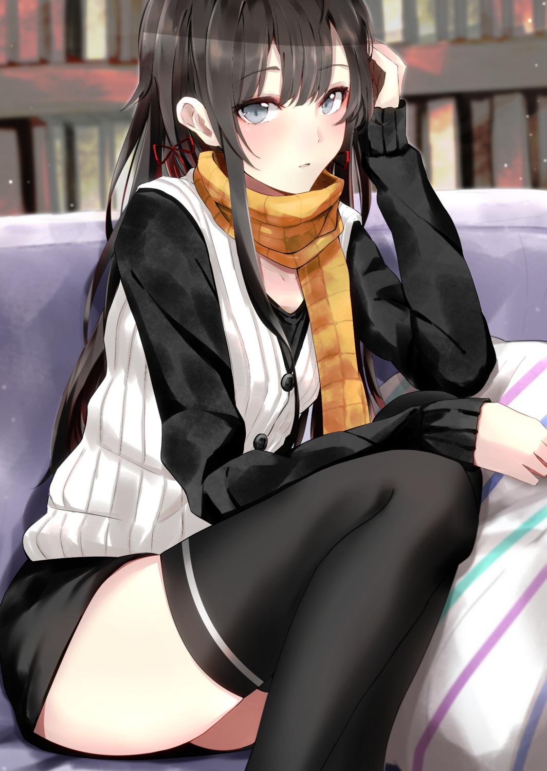 ka1se1, sweater, thighhighs, yahari_ore_no_seishun_lovecome_wa_machigatteiru., yukinoshita_yukino