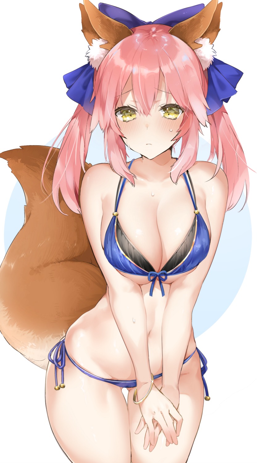 animal_ears, bikini, breast_hold, fate/extra, fate/stay_night, sino_(sionori), swimsuits, tail
