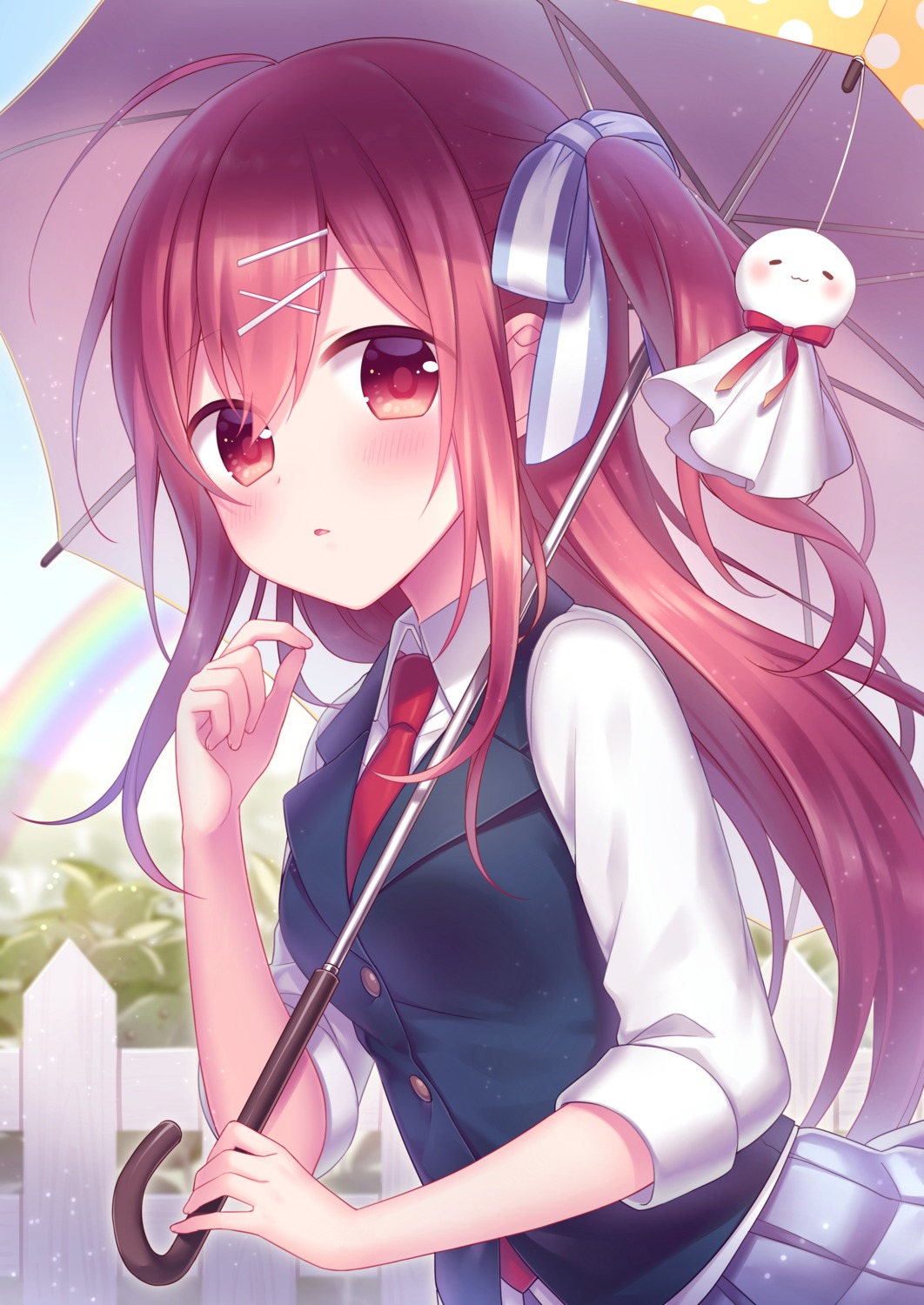 amene_kurumi, seifuku, umbrella