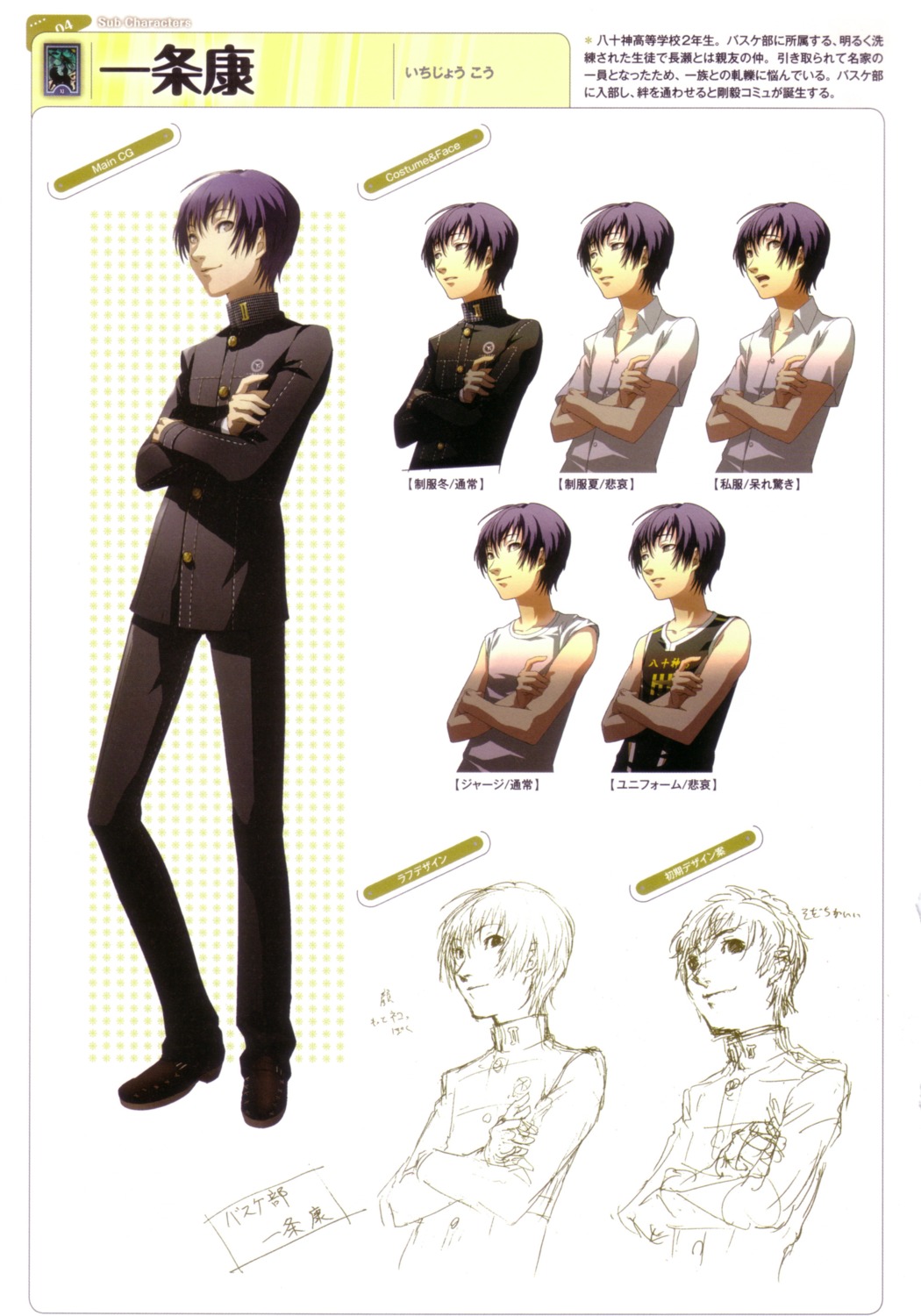 ichijou_kou, male, megaten, persona, persona_4, seifuku, sketch, soejima_shigenori
