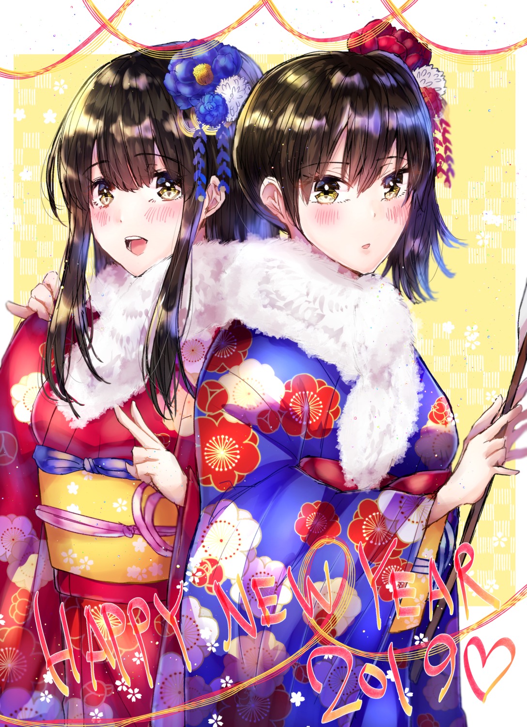 akagi_(kancolle), kaga_(kancolle), kantai_collection, kimono, mochiko_(mocchikkoo)