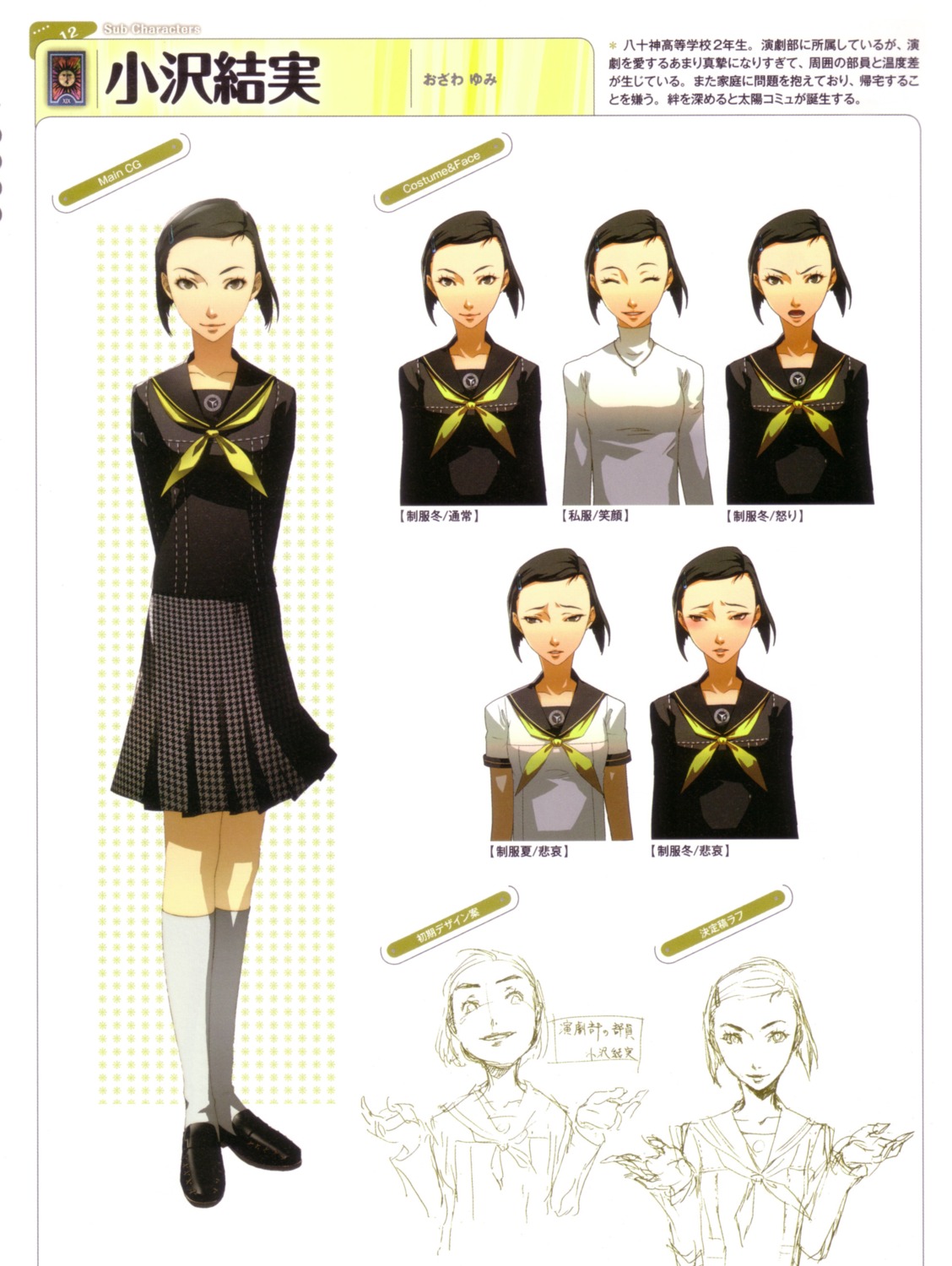 megaten, ozawa_yumi, persona, persona_4, seifuku, sketch, soejima_shigenori