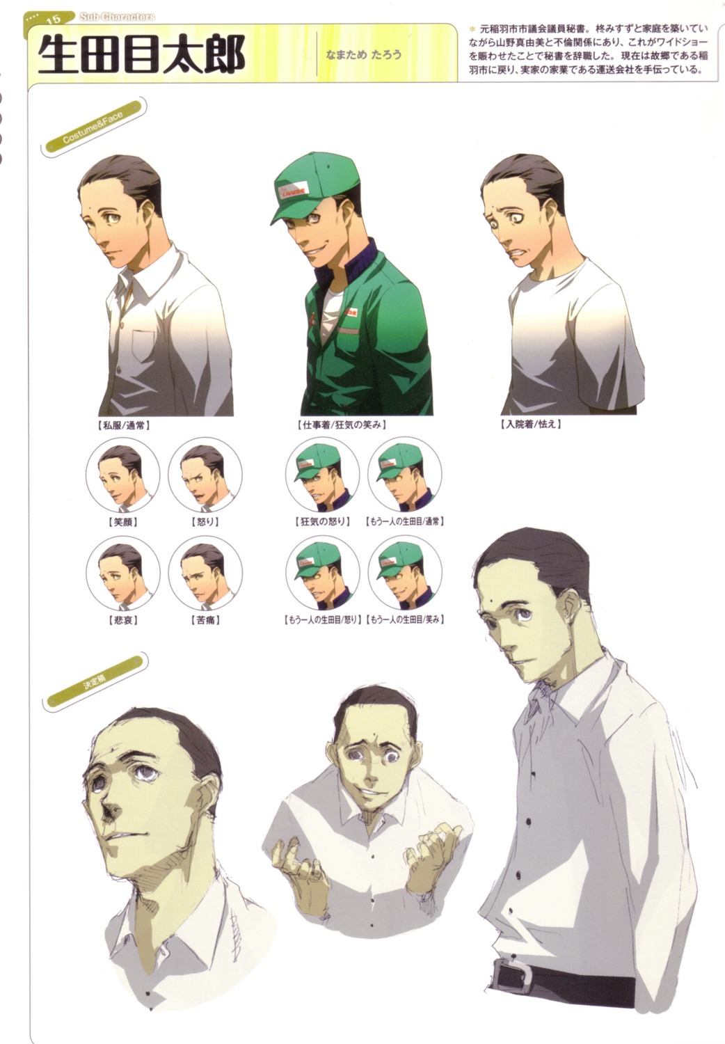 character_design, male, megaten, namatame_tarou, persona, persona_4, soejima_shigenori