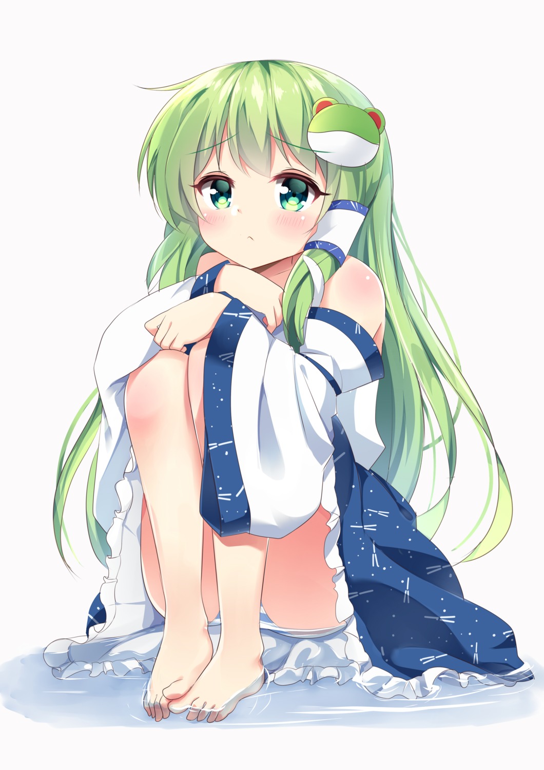 ikazu401, japanese_clothes, kochiya_sanae, pantsu, shimapan, touhou, wet