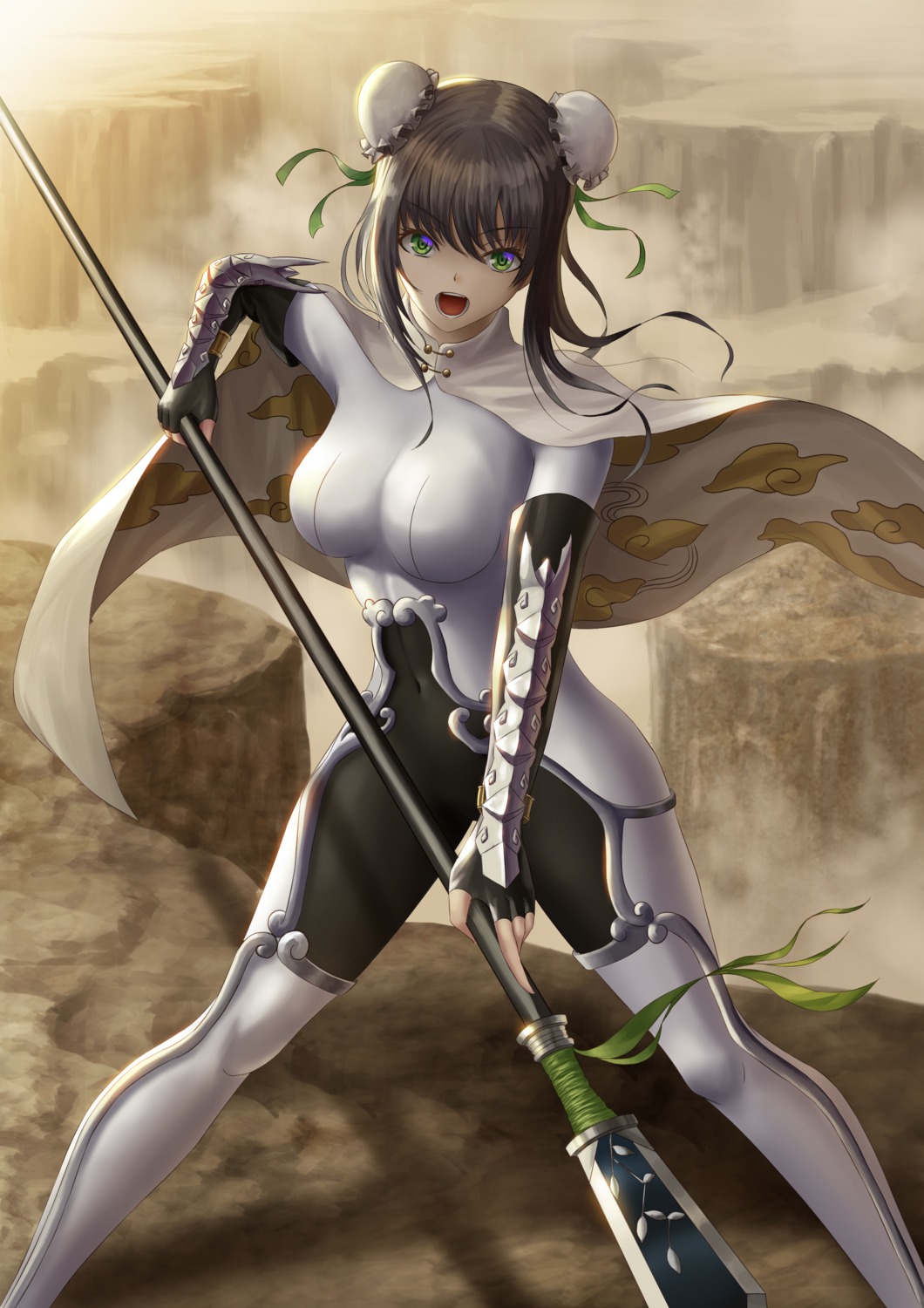 armor, bodysuit, fate/grand_order, fujifuji, qin_liangyu_(fate), weapon