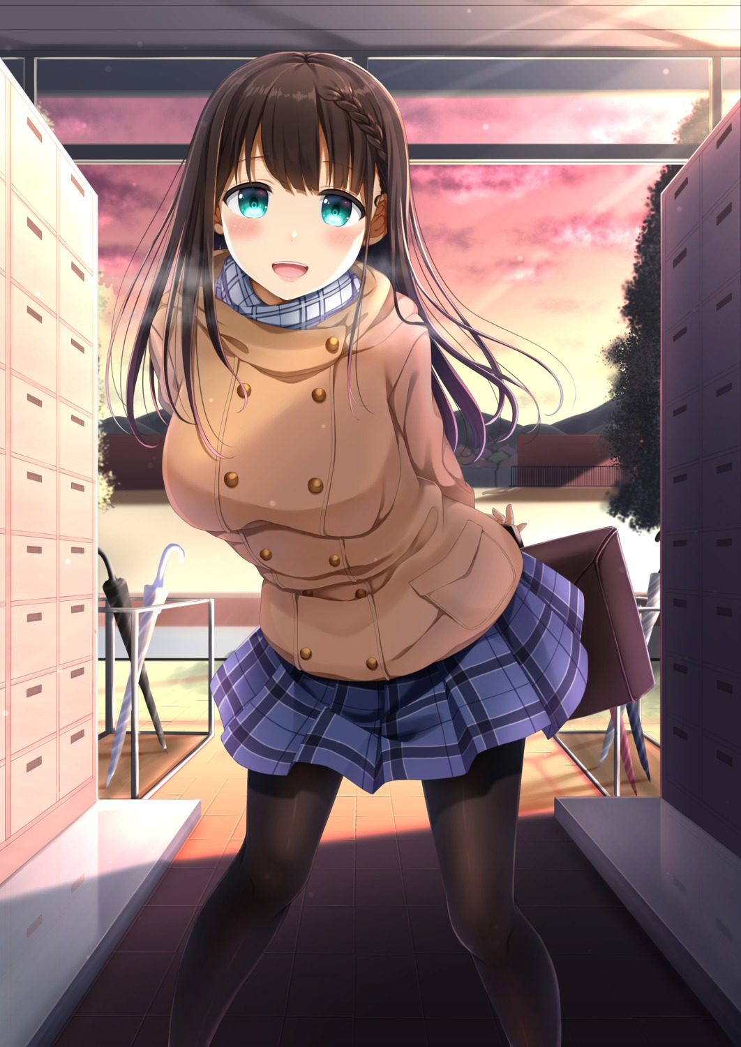 kinakomochi_(egoist), pantyhose, seifuku, umbrella