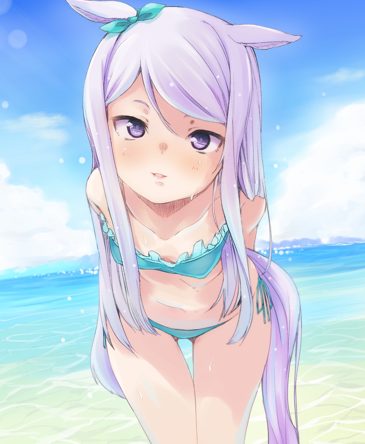 animal_ears, bikini, cleavage, kohaku_q, mejiro_mcqueen_(umamusume), sketch, swimsuits, tail, uma_musume_pretty_derby
