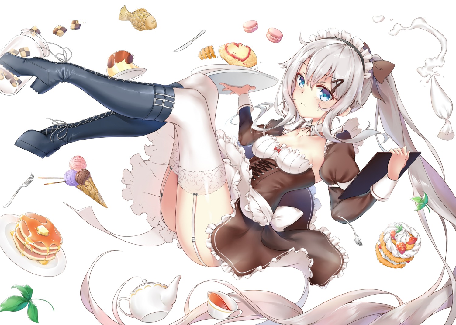 9a-91_(girls_frontline), cleavage, girls_frontline, heels, maid, stockings, thighhighs, xin_(zinc)
