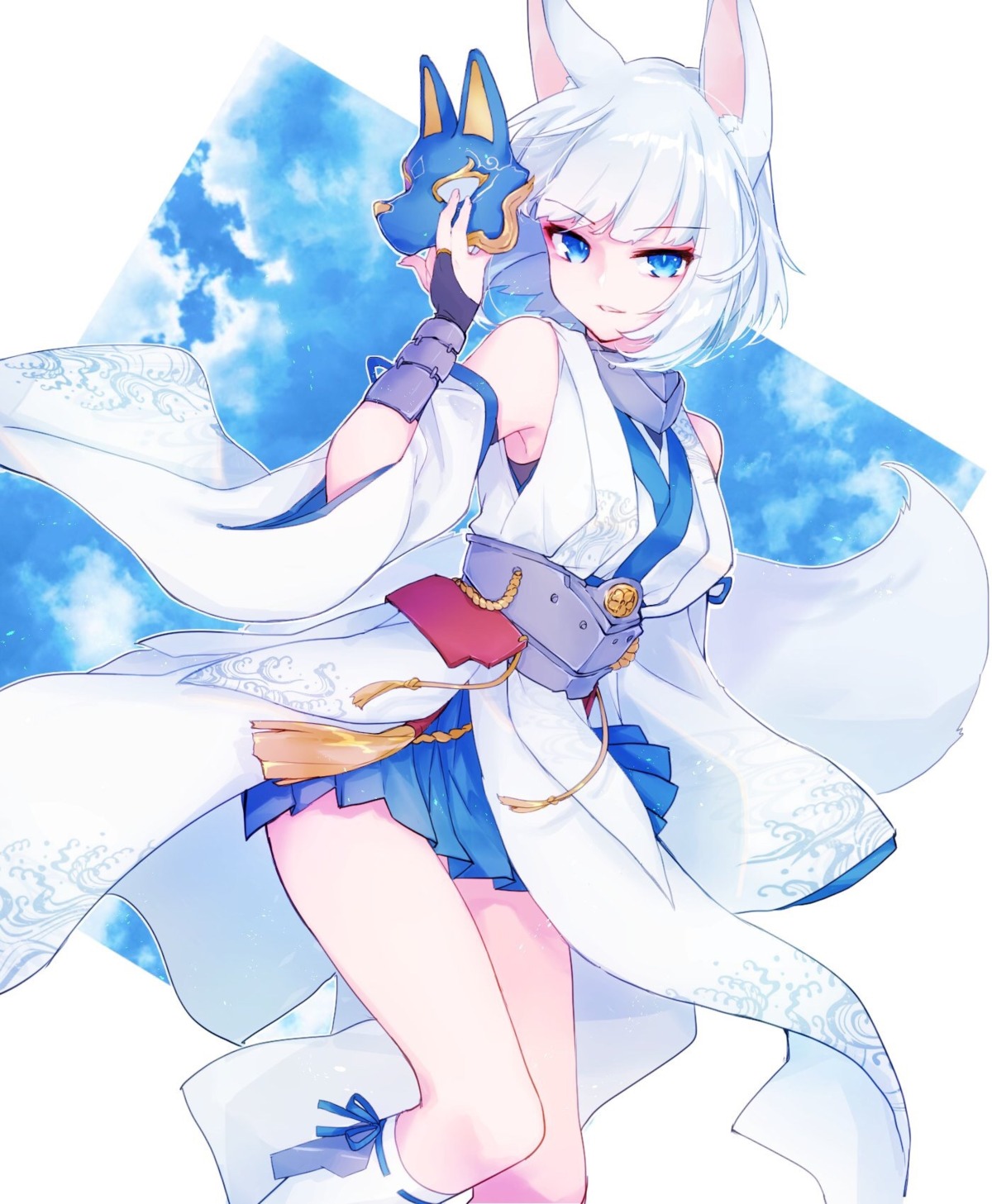 animal_ears, azur_lane, japanese_clothes, kaga_(azur_lane), kitsune, shichijou_natori, tail