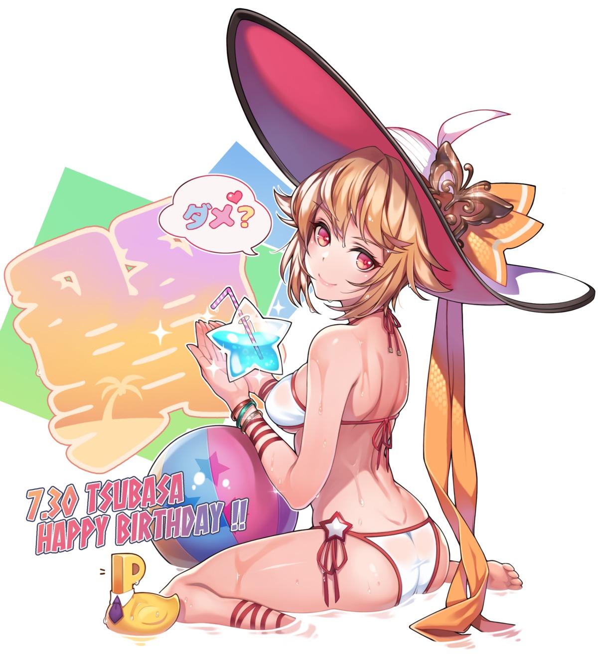 ass, bikini, ibuki_tsubasa, machi_(machi333), swimsuits, the_idolm@ster, the_idolm@ster_million_live!, wet