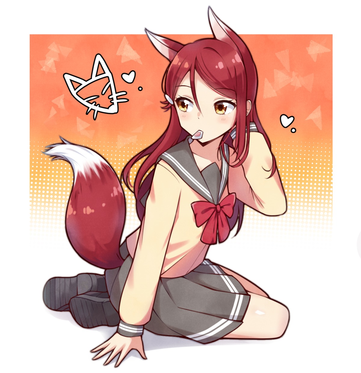 animal_ears, ceph_(greatyazawa1819), love_live!_(series), love_live!_sunshine!!, sakurauchi_riko, seifuku, tail