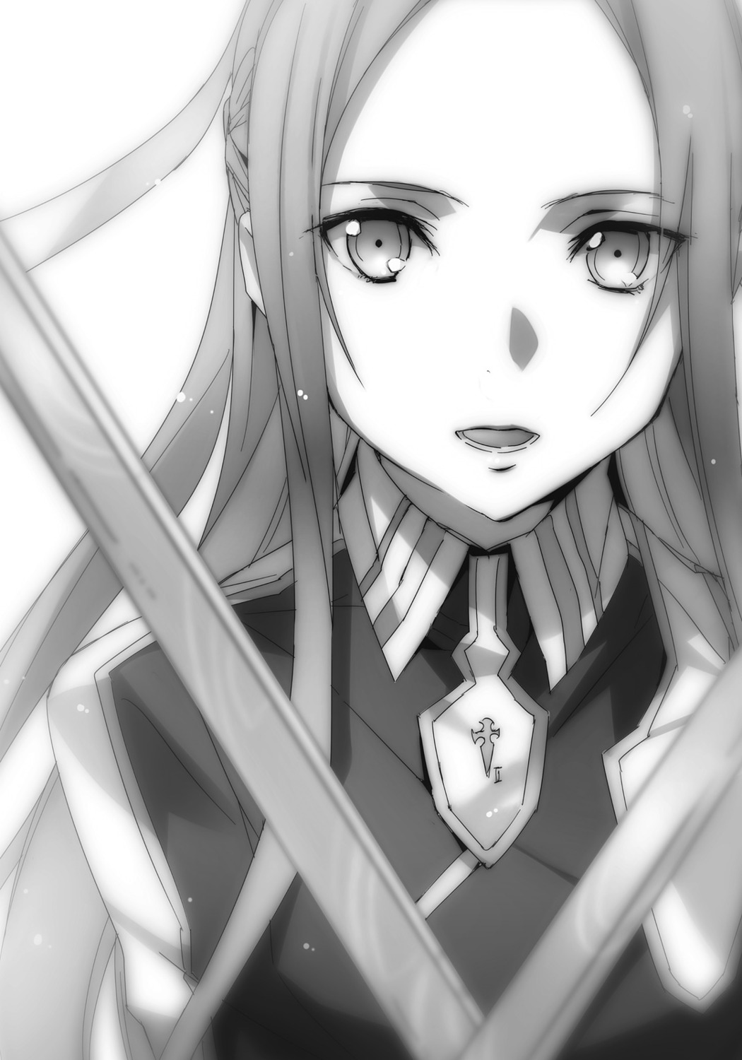 bunbun, monochrome, sortiliena_serlut, sword, sword_art_online, sword_art_online_alicization, uniform