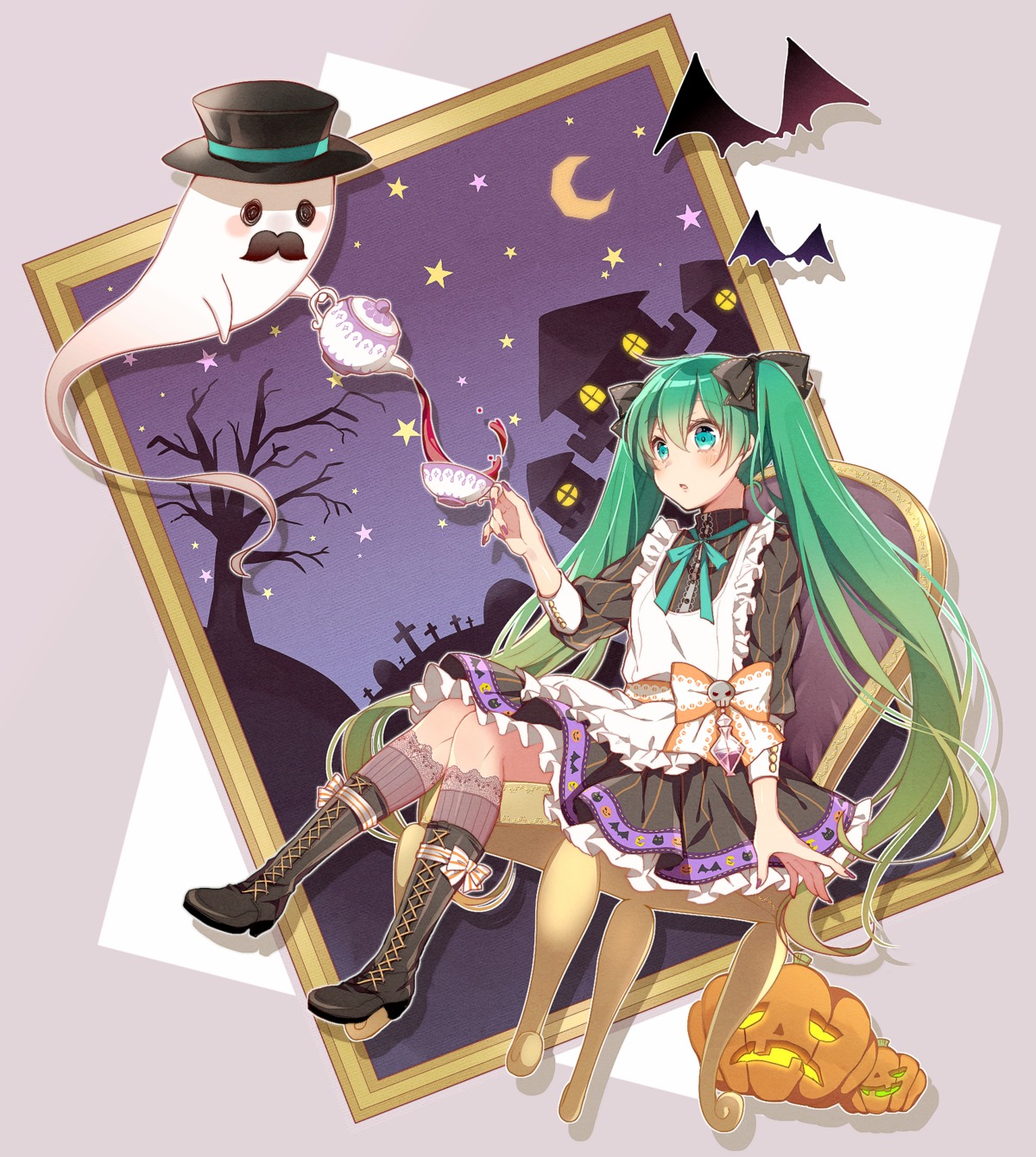 asagao_minoru, dress, halloween, hatsune_miku, heels, vocaloid