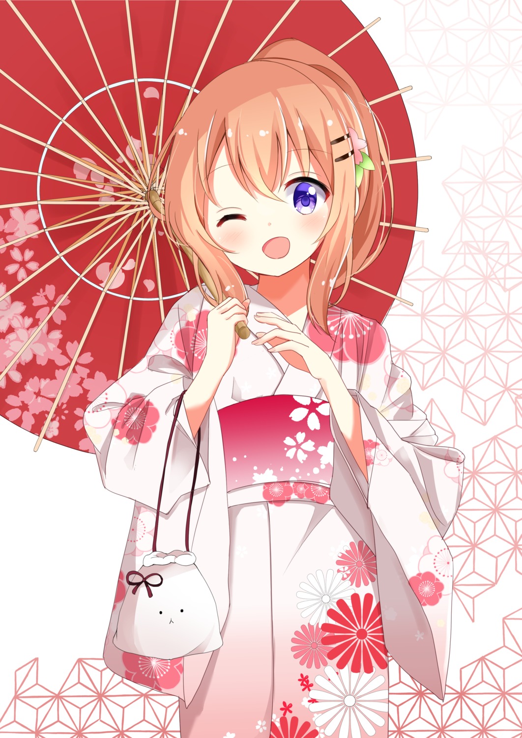 gochuumon_wa_usagi_desu_ka?, hoto_cocoa, kimono, kousaka_nobaku, umbrella