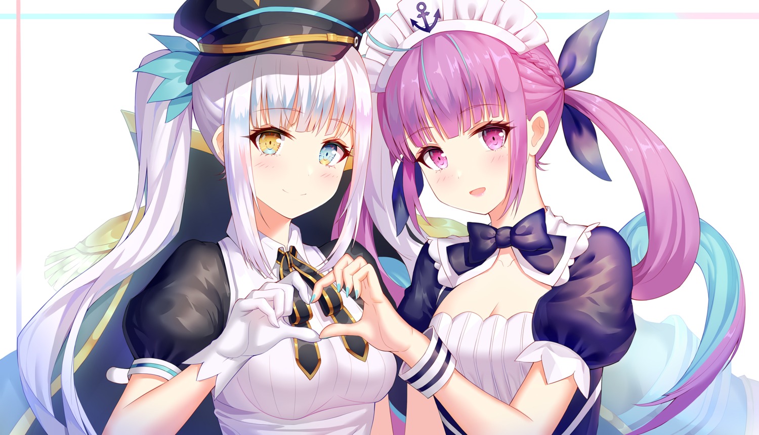 aaeru, cleavage, crossover, heterochromia, hololive, kagura_mea, kagura_mea_channel, maid