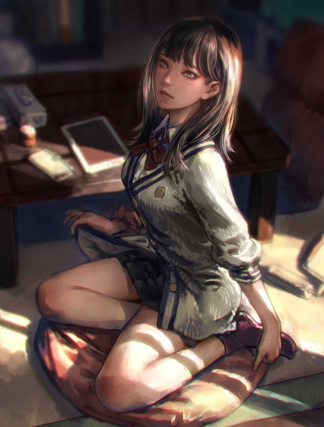 gridman_universe, kaburagi_yasutaka, seifuku, ssss.gridman, sweater, takarada_rikka