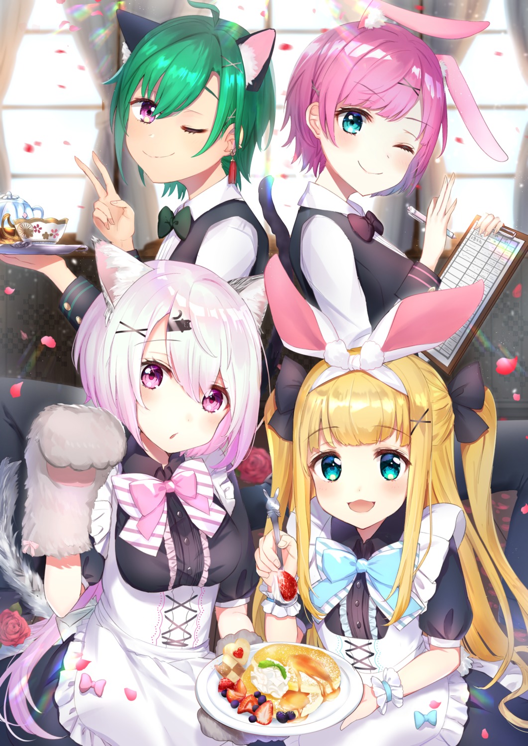 animal_ears, bunny_ears, maid, mononobe_alice, nekomimi, nijisanji, nijisanji_gamers, nijisanji_seeds
