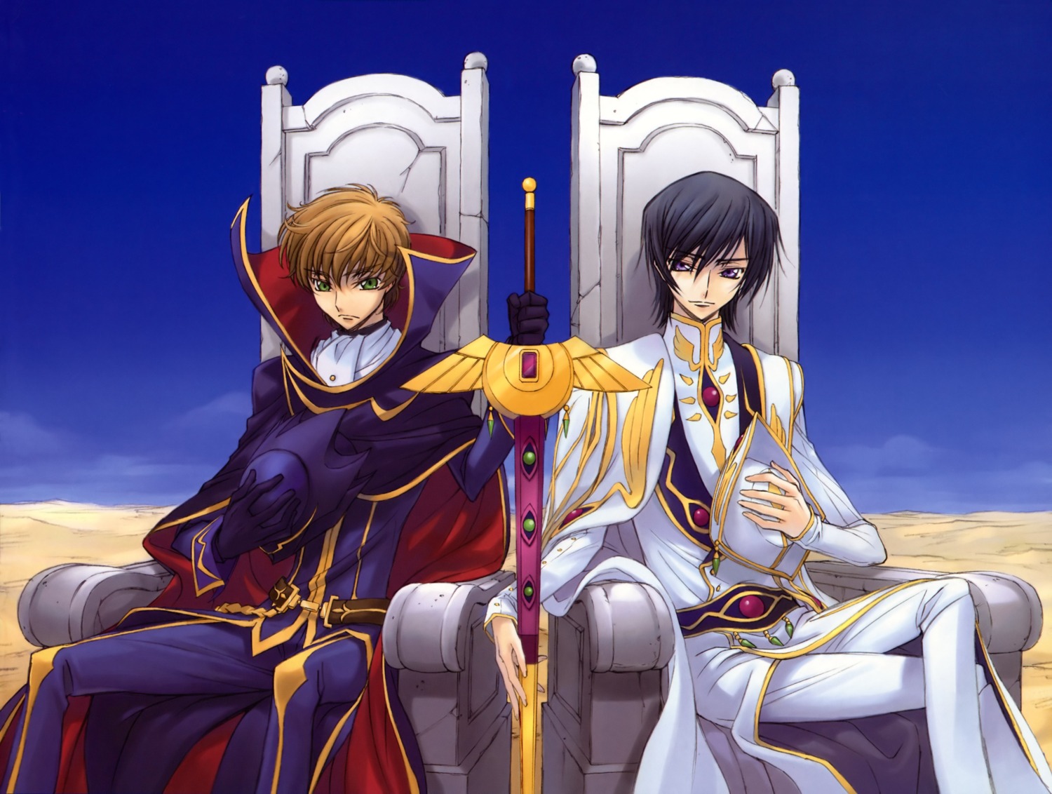 code_geass, kimura_takahiro, kururugi_suzaku, lelouch_lamperouge, male, ricca