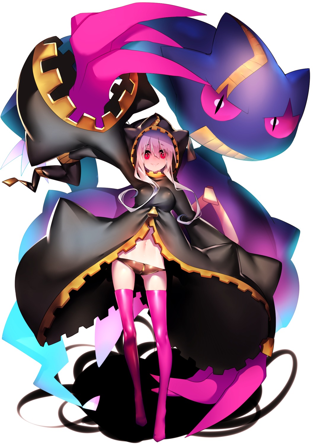 anthropomorphization, banette, pantsu, pokemon, rahato, thighhighs