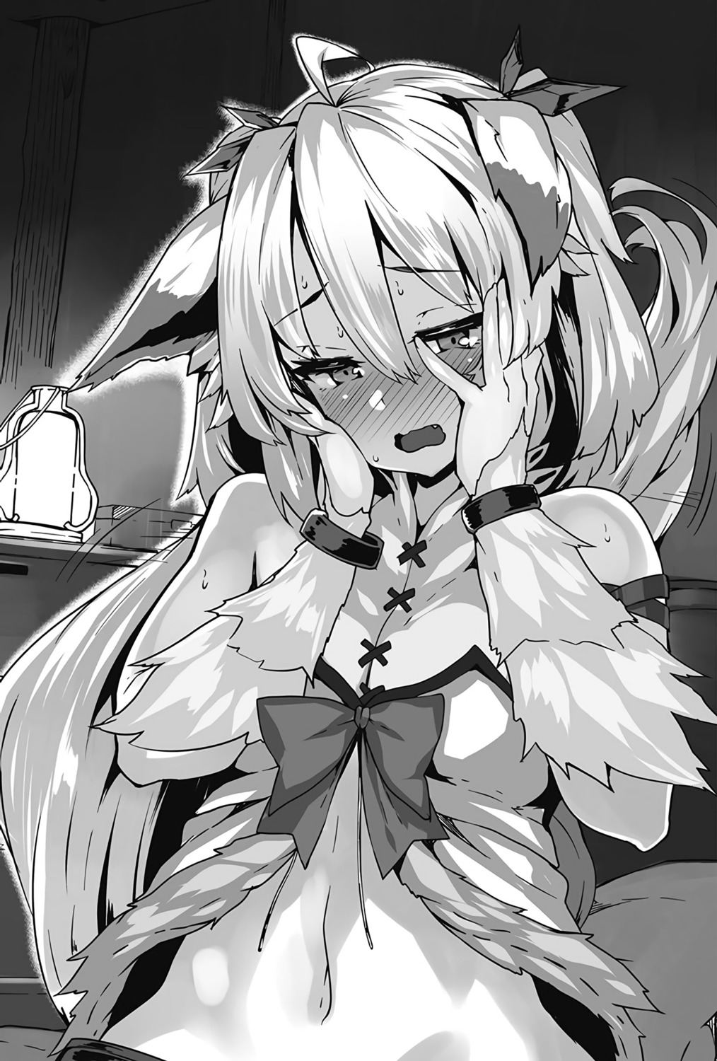 animal_ears, kaifuku_jutsushi_no_yarinaoshi_sokushi_mahou_to_skill_copy_no_chouetsu_heal, monochrome, setsuna_(kaiyari), shiokonbu