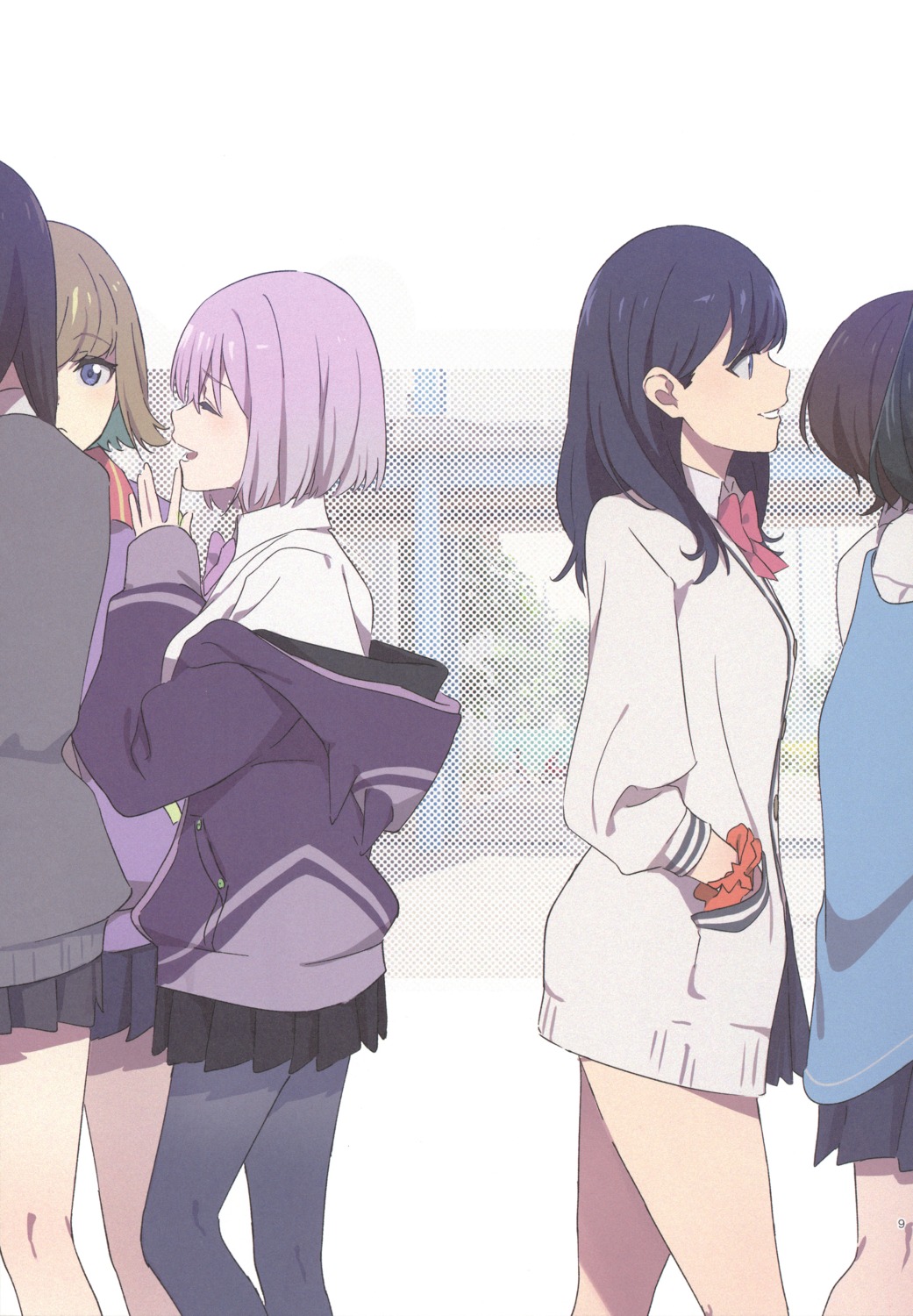 gridman_universe, nakamura_mayumi_(yodomura), pantyhose, seifuku, shinjou_akane, ssss.gridman, sweater, takarada_rikka, yotoco