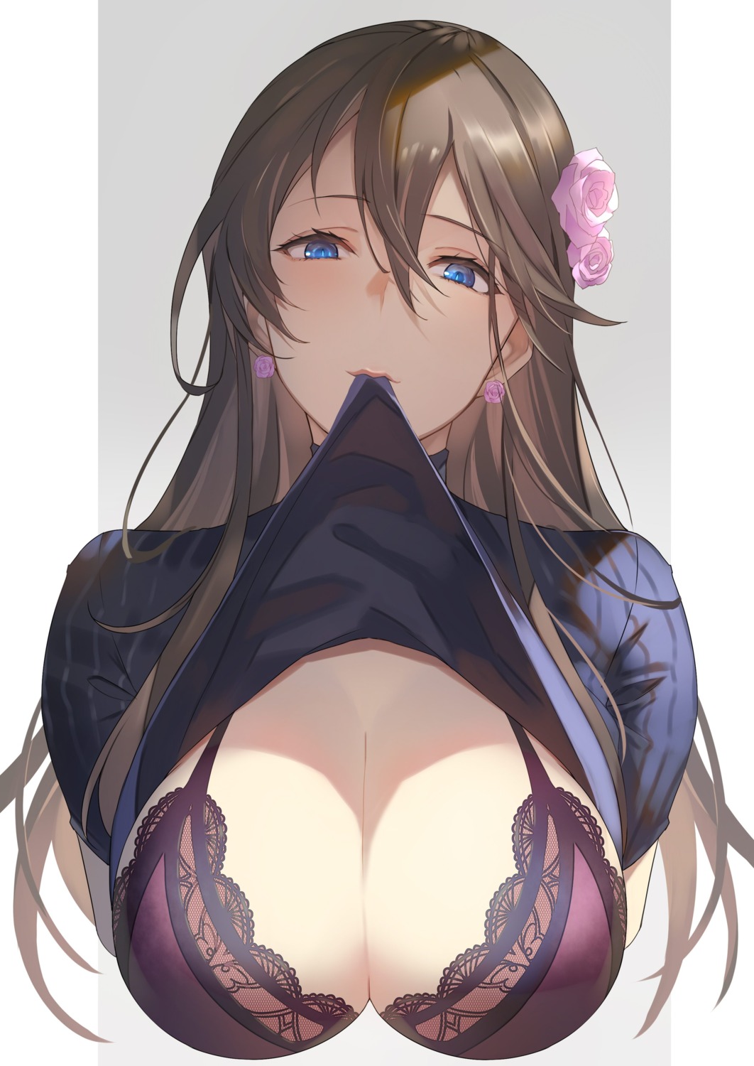 bra, cleavage, granblue_fantasy, kakage, rosetta_(granblue_fantasy), shirt_lift