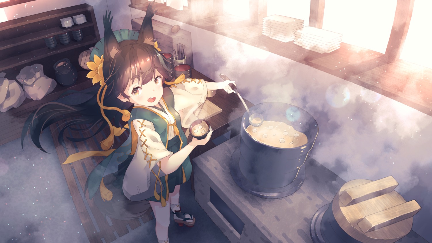 animal_ears, azur_lane, hoji, japanese_clothes, matsukaze_(azur_lane), tail