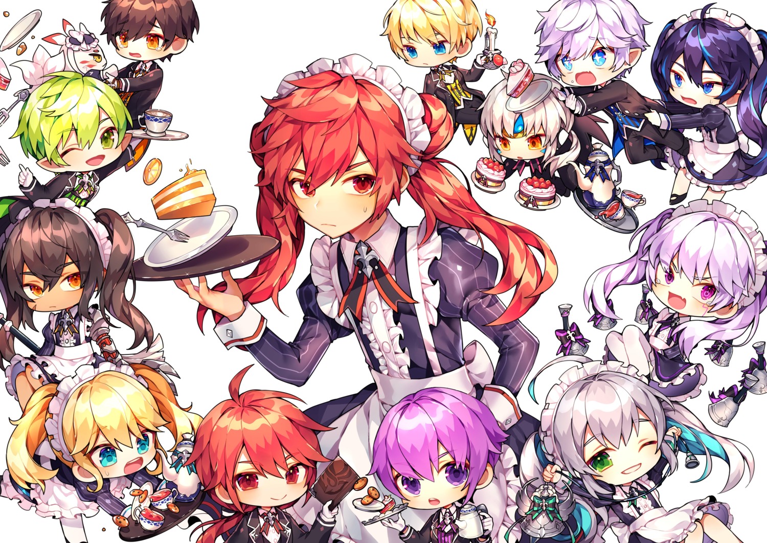 add_(elsword), ainchase_ishmael, aisha_(elsword), ara_haan, chibi, chung_(elsword), ciel_(elsword), elesis, elsword, elsword_(elsword), eve_(elsword), ha_youn, lu_(elsword), maid, raven_(elsword), rena_(elsword), rose_(elsword), trap
