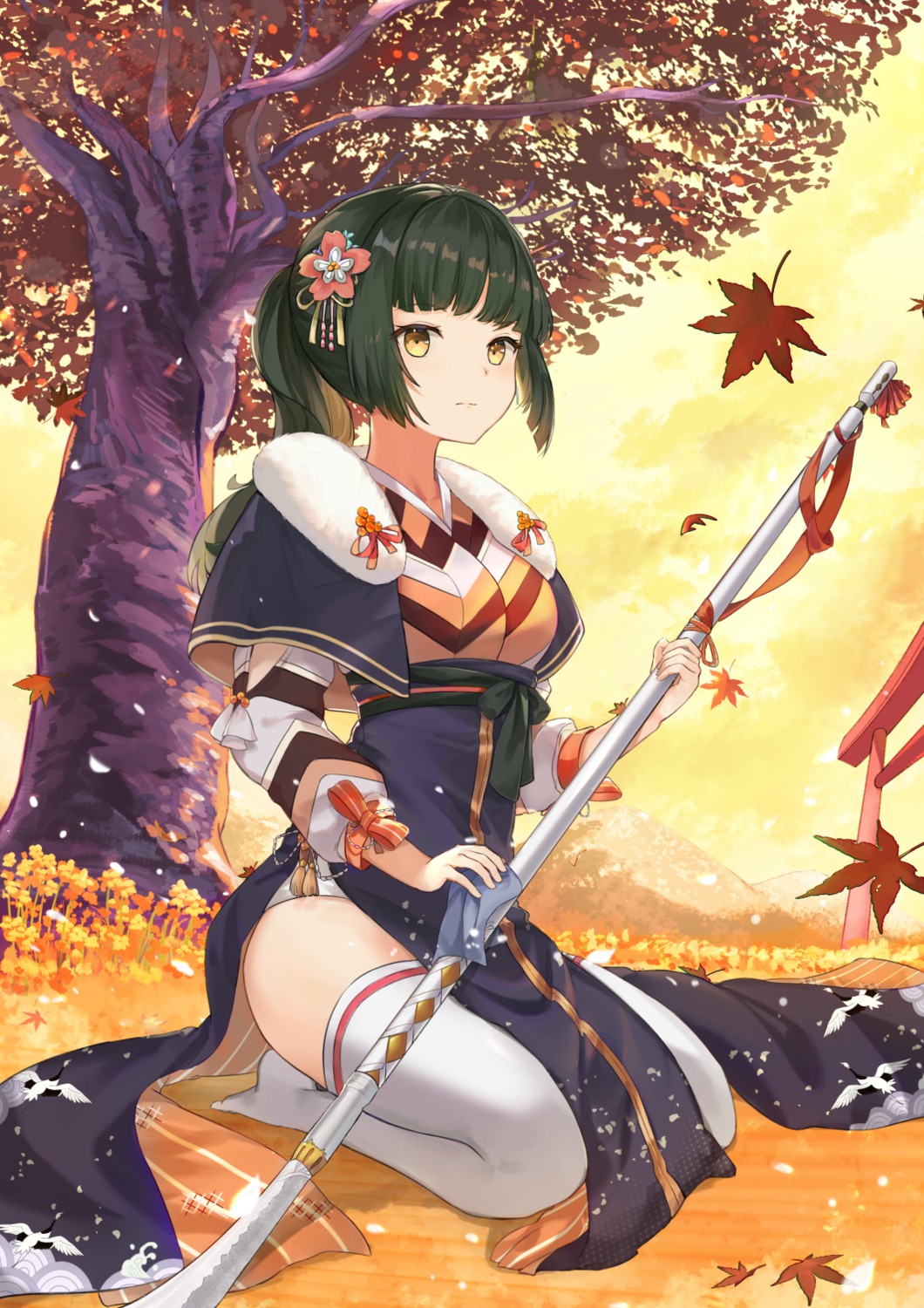 food_fantasy, japanese_clothes, mosta_(lo1777789), sushi_(food_fantasy), thighhighs, weapon