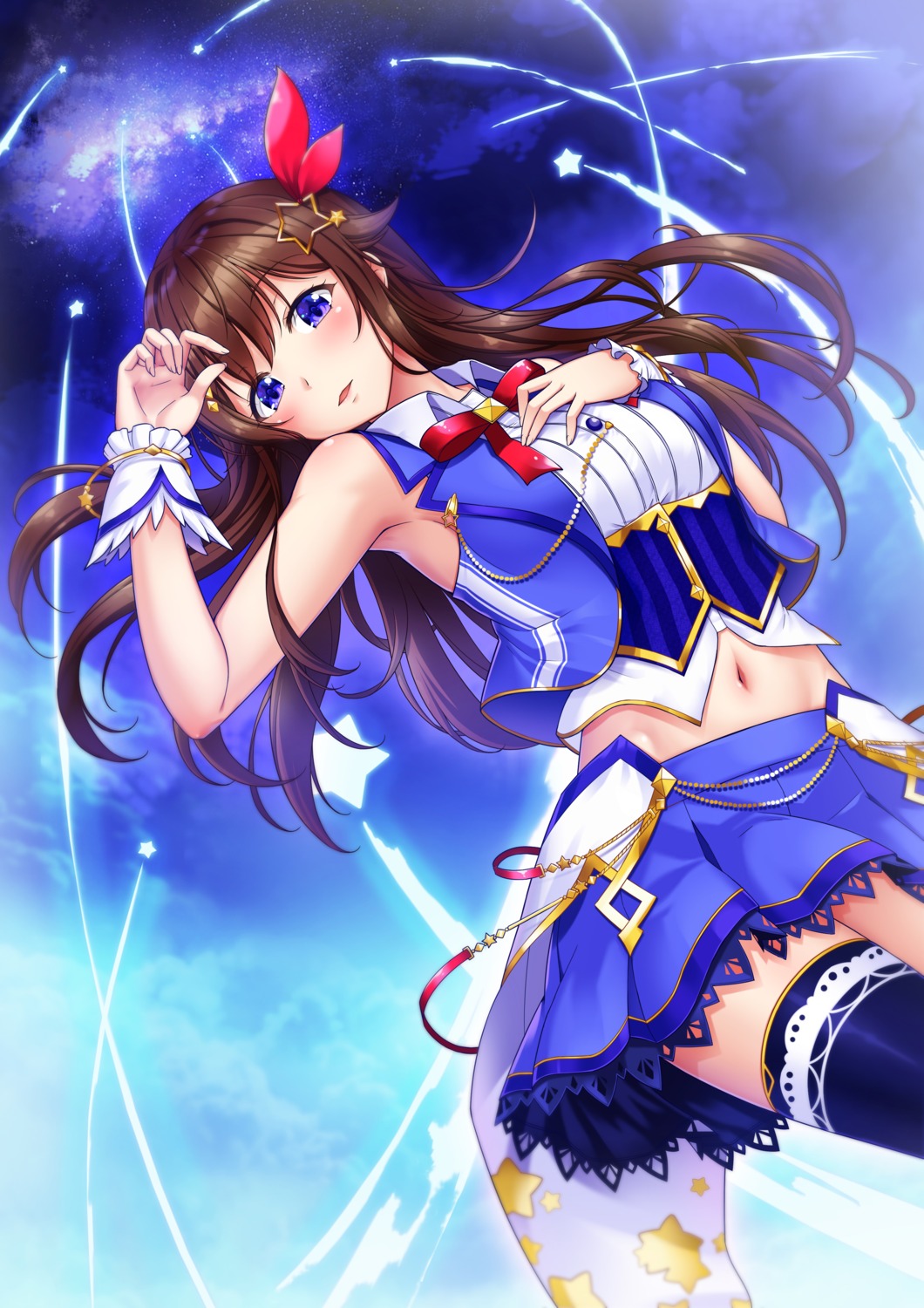 breast_hold, hololive, mikannsisyou, thighhighs, tokino_sora