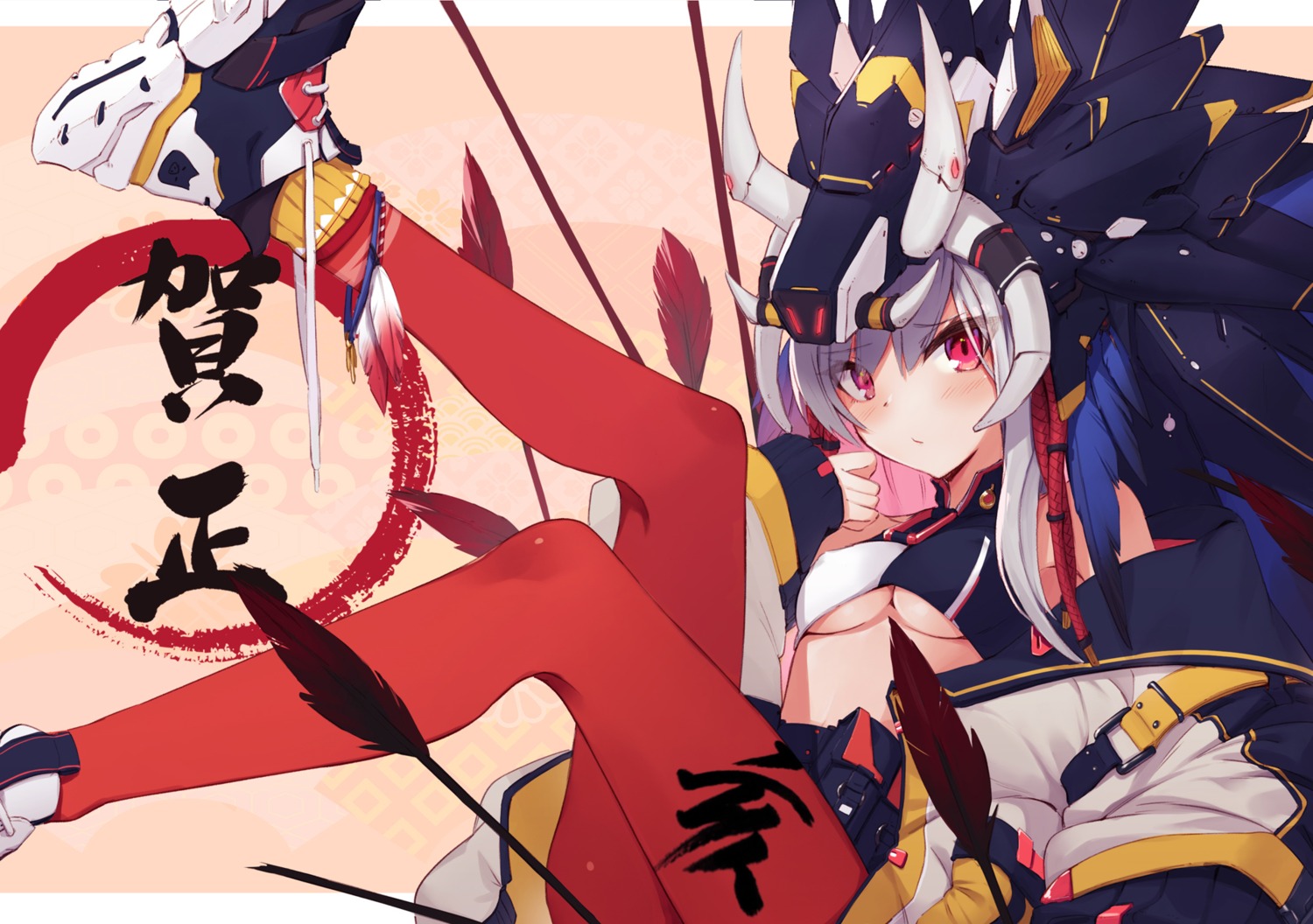 horns, no_bra, pantyhose, ranyu, underboob