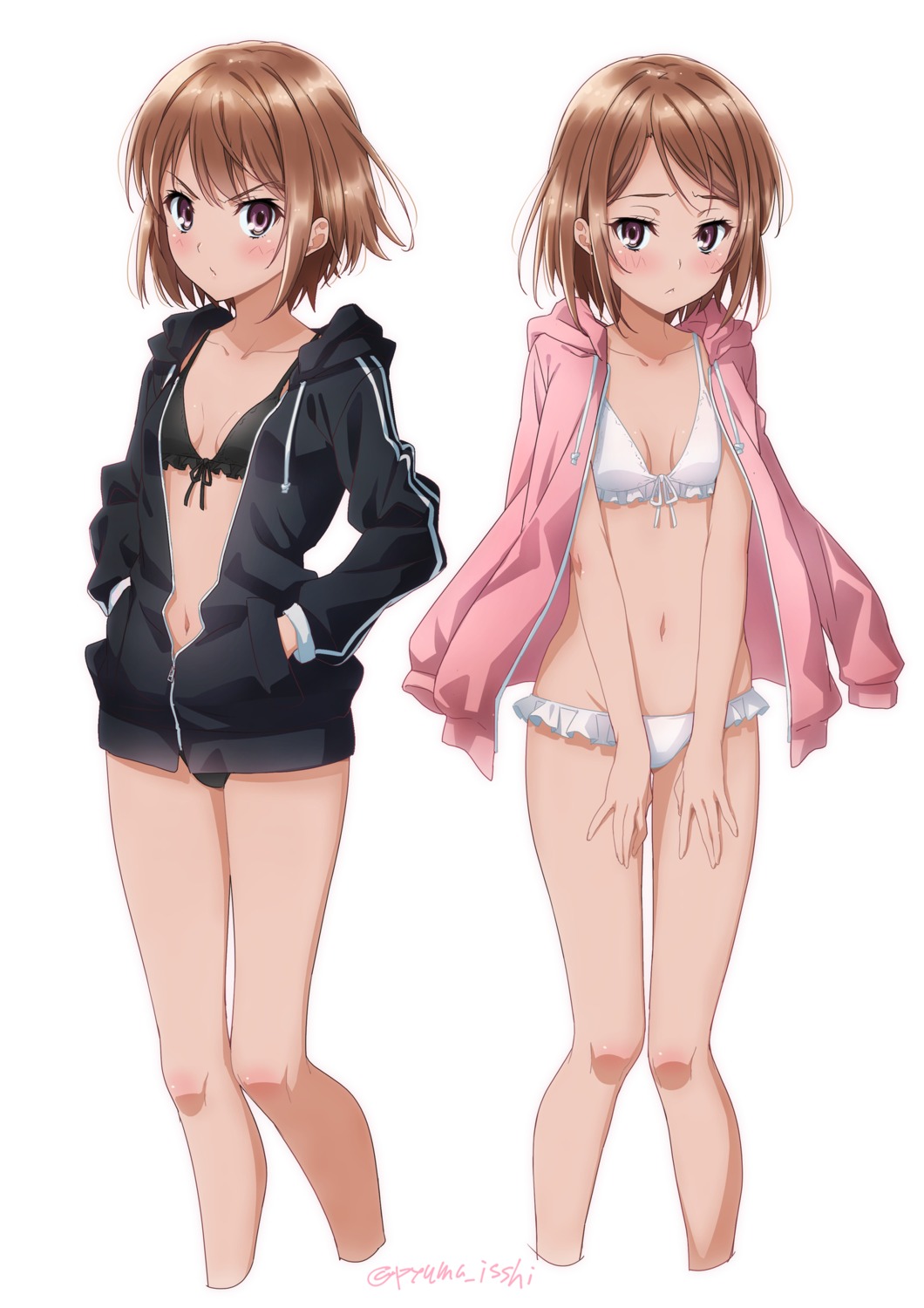 bikini, cleavage, misaka_imouto, open_shirt, puma_(hyuma1219), swimsuits, toaru_kagaku_no_railgun, toaru_majutsu_no_index