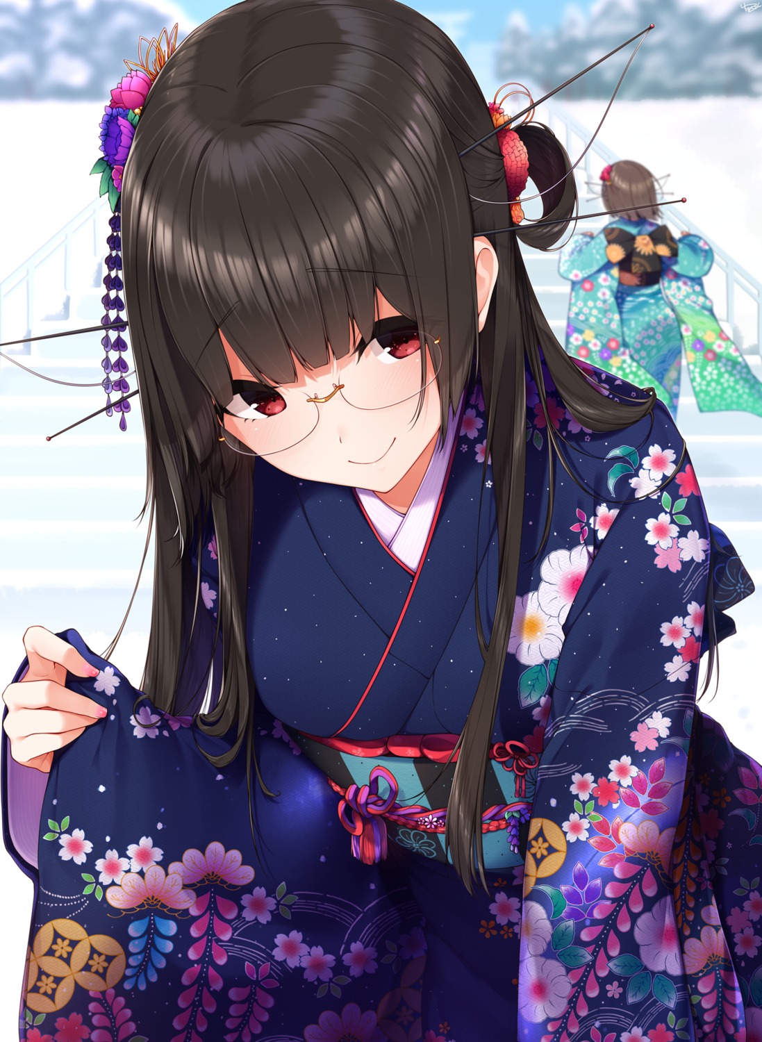 choukai_(kancolle), kantai_collection, kimono, maya_(kancolle), megane, yukichi_(sukiyaki39)