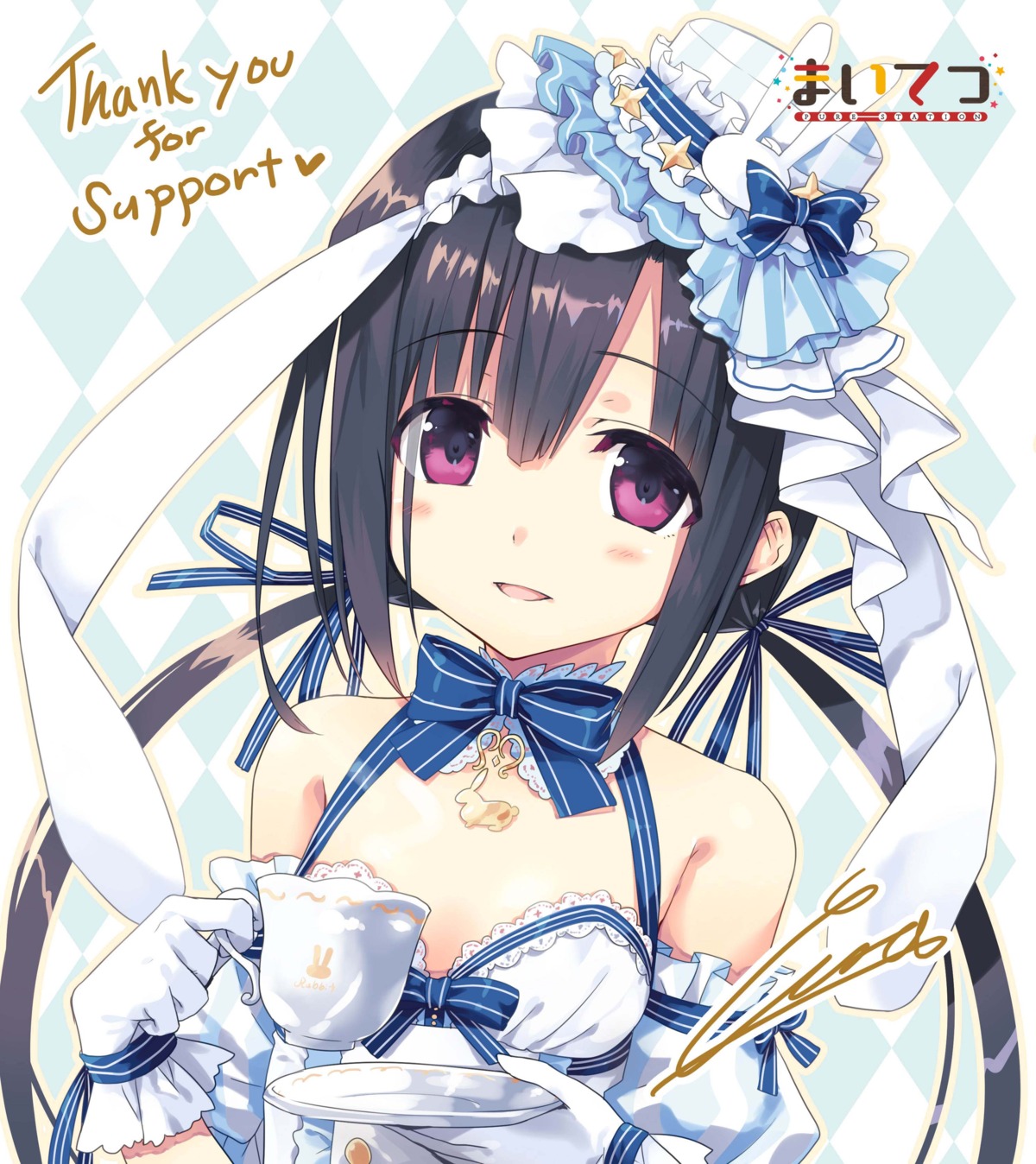 animal_ears, autographed, bunny_ears, cura, gothic_lolita, hayase_fukami, lolita_fashion, lose