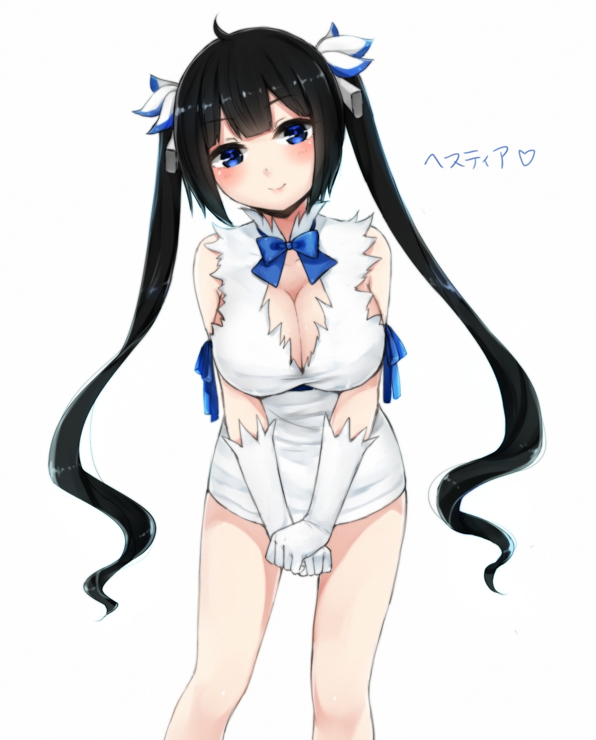 akitannn, cleavage, dress, dungeon_ni_deai_wo_motomeru_no_wa_machigatteiru_darou_ka, hestia_(danmachi)