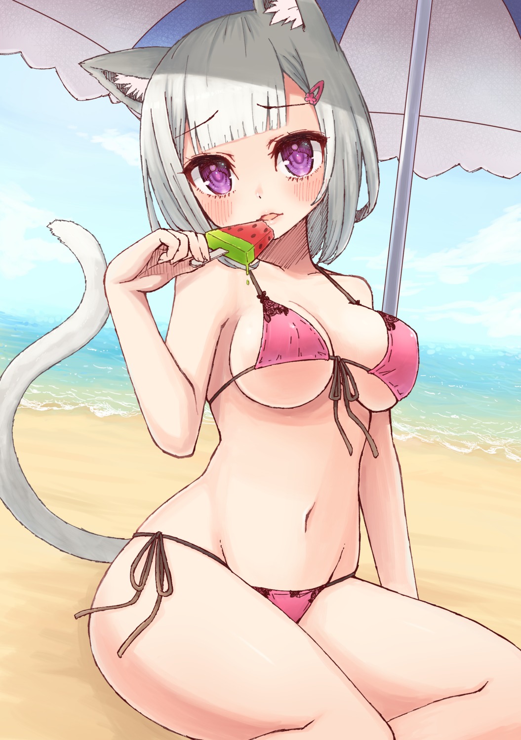 animal_ears, bikini, miyamae_porin, nekomimi, swimsuits, tail