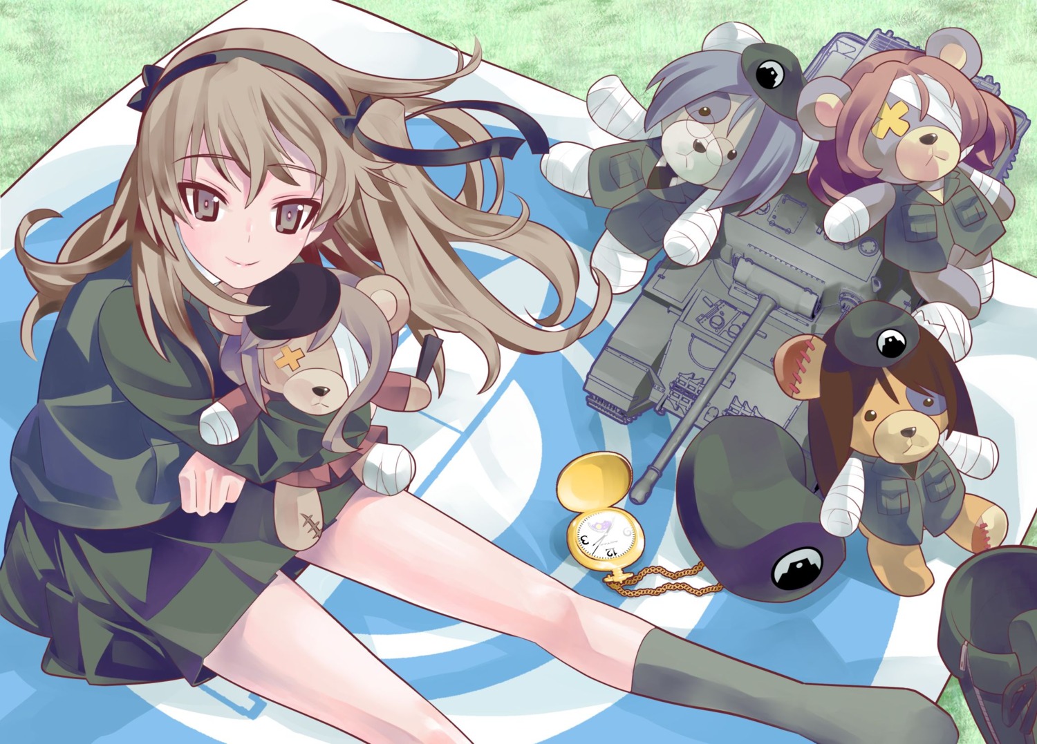 bandages, girls_und_panzer, inou_takashi, shimada_arisu, uniform