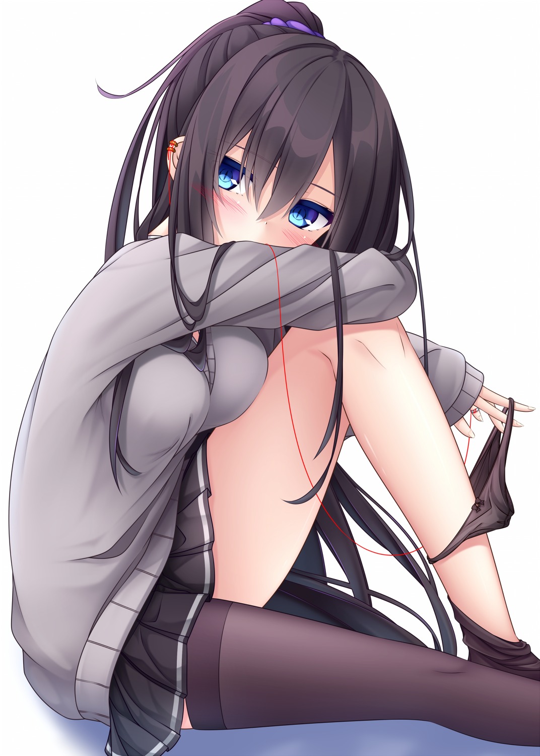 pantsu, panty_pull, seifuku, sweater, thighhighs, undressing, yoye_(pastel_white)