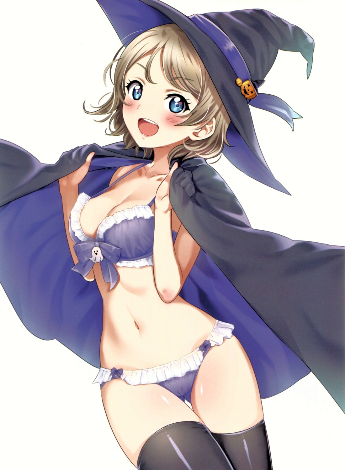 agoitei, bikini, cleavage, halloween, love_live!_(series), love_live!_sunshine!!, sankuro, swimsuits, thighhighs, watanabe_you, witch