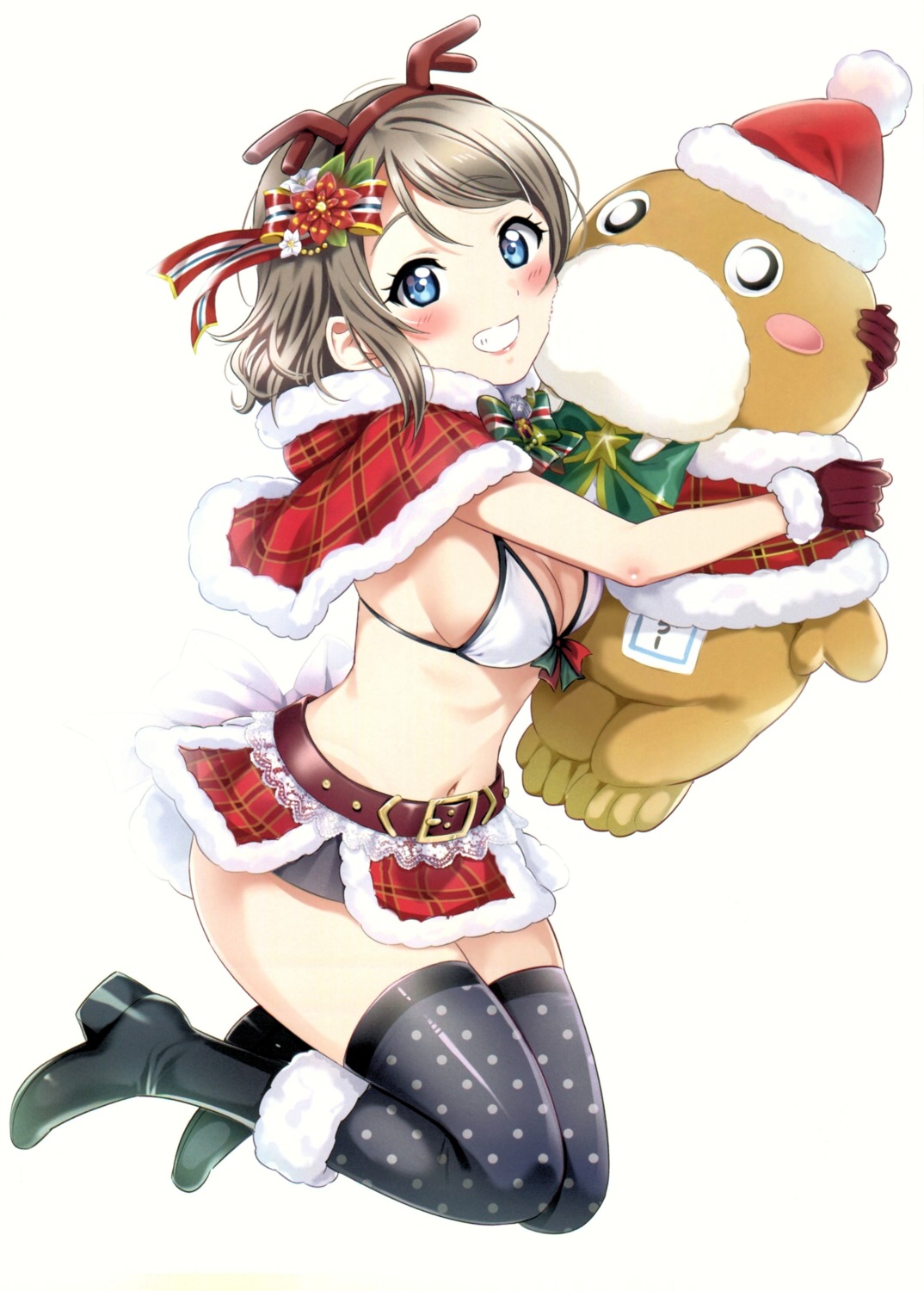 agoitei, bikini_top, christmas, cleavage, heels, horns, love_live!_(series), love_live!_sunshine!!