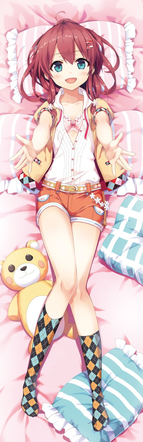 bra, cura, dakimakura, lose, maitetsu, migita_hibiki, open_shirt