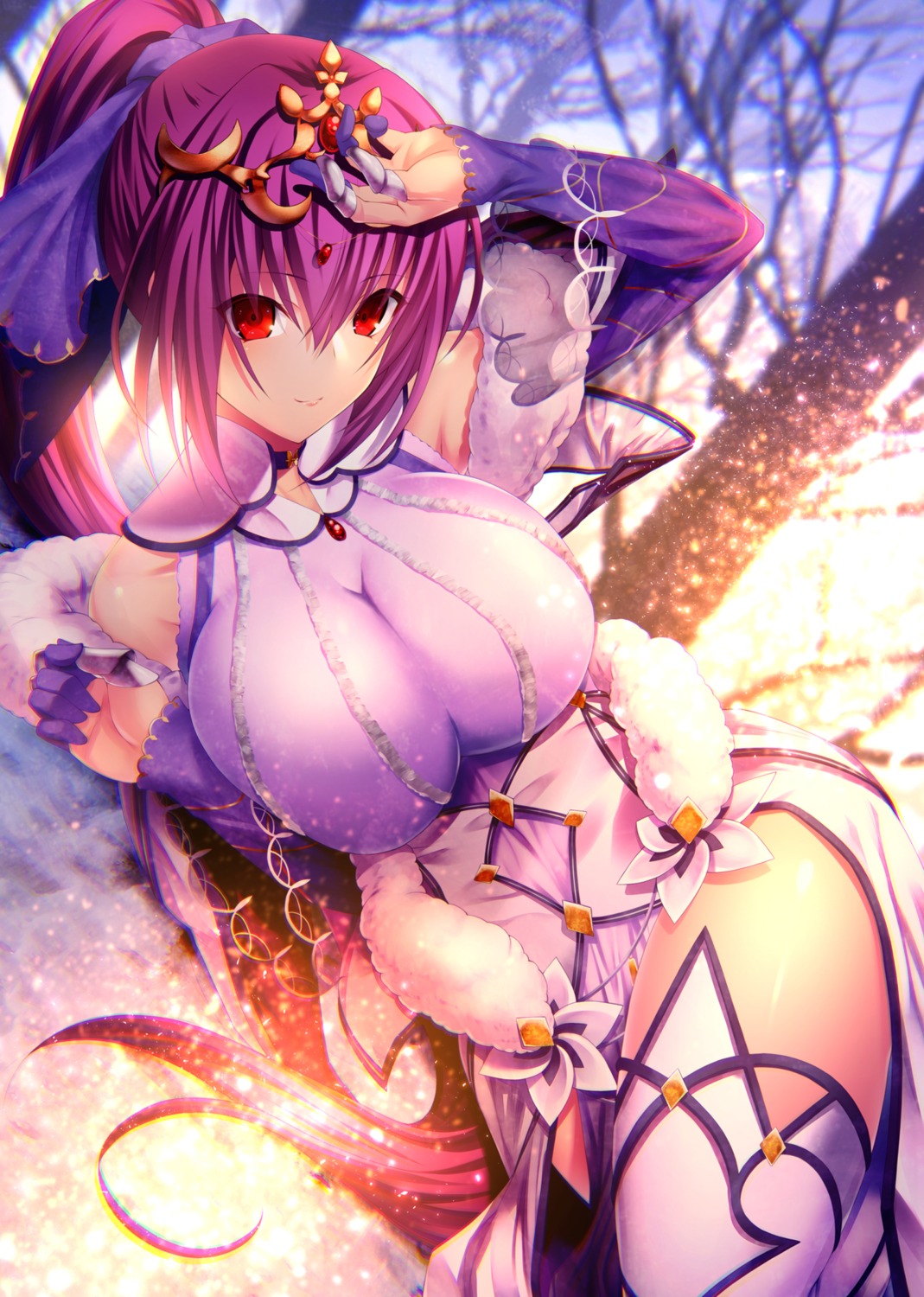 dress, emanon_123, fate/grand_order, scathach_skadi, thighhighs