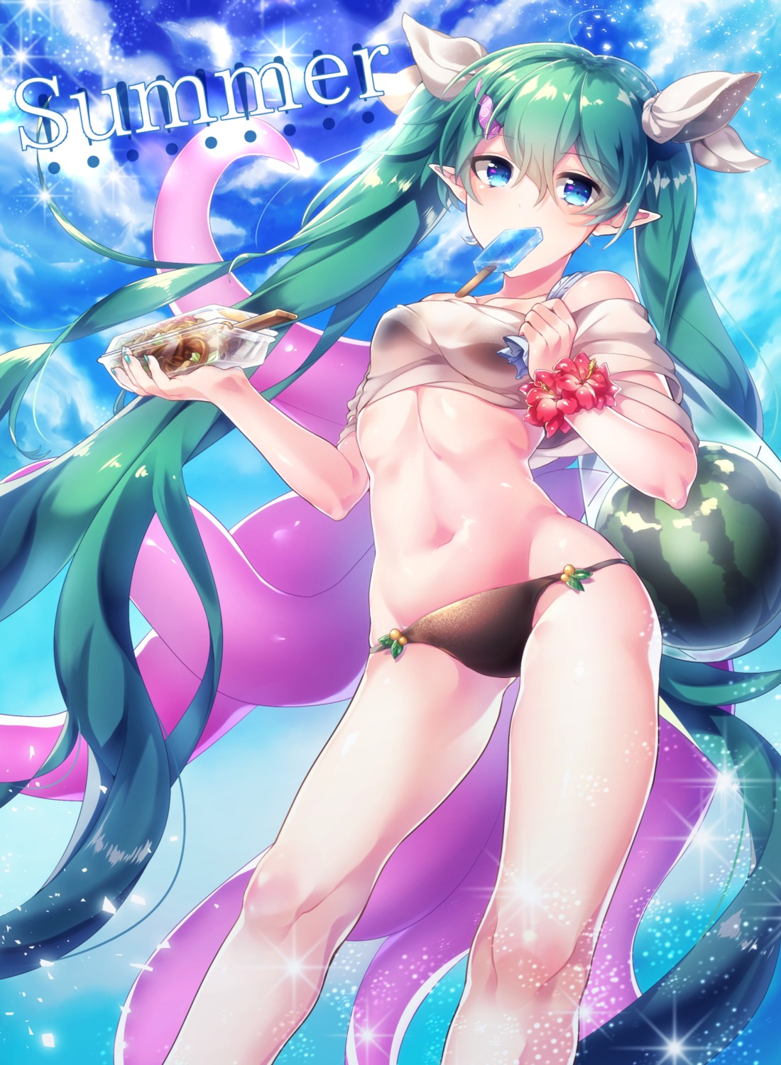 aosoraa6, bikini, pointy_ears, see_through, swimsuits, tentacles