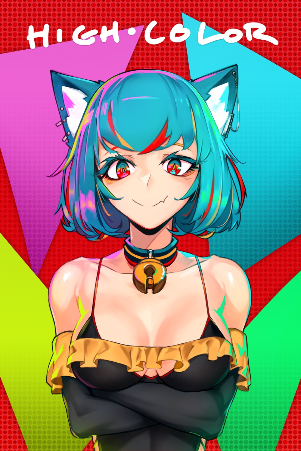 animal_ears, breast_hold, cleavage, deel_(rkeg), nekomimi, no_bra
