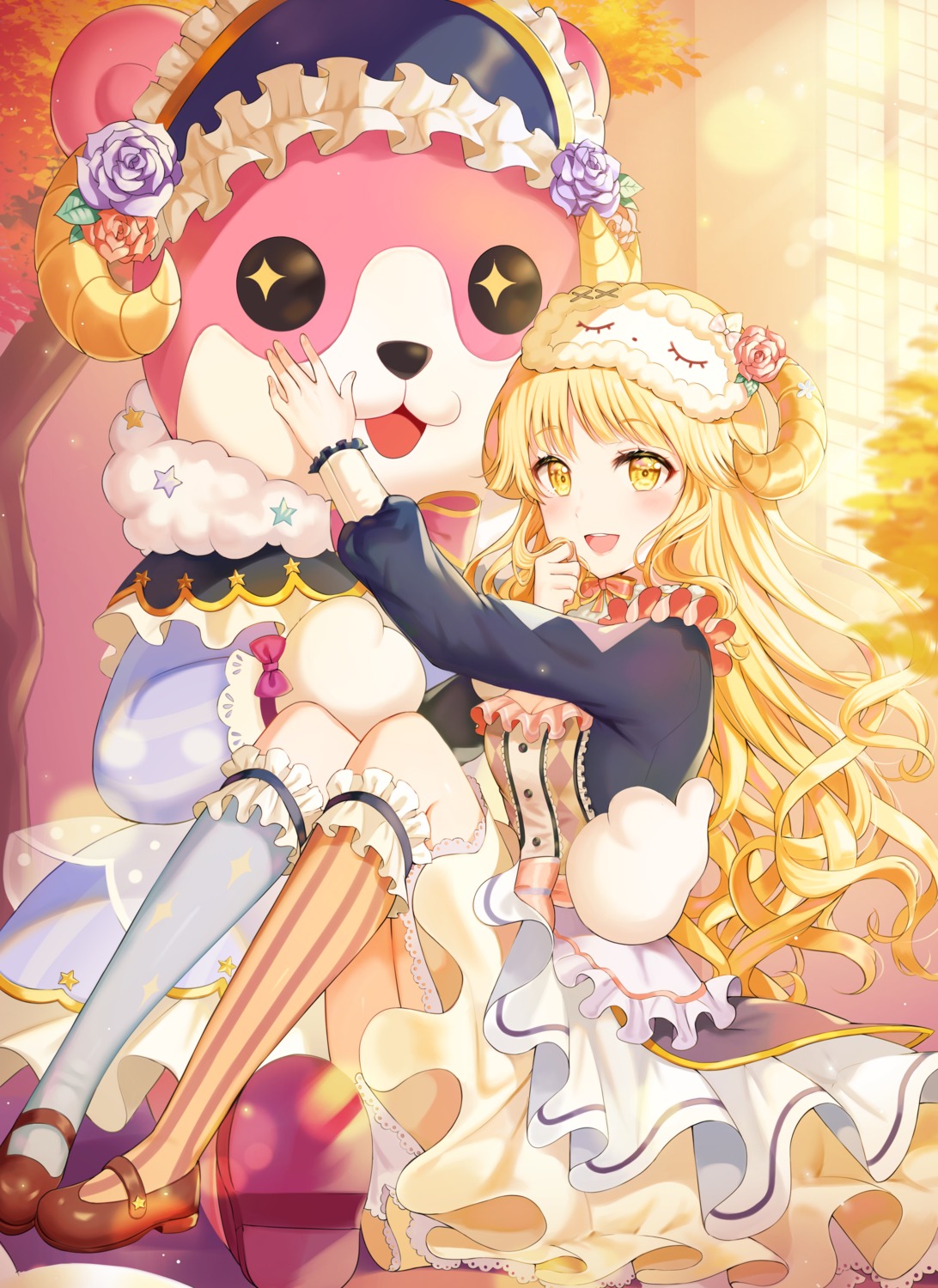 bang_dream!, cleavage, heels, horns, michelle_(bang_dream!), tokkyu, tsurumaki_kokoro