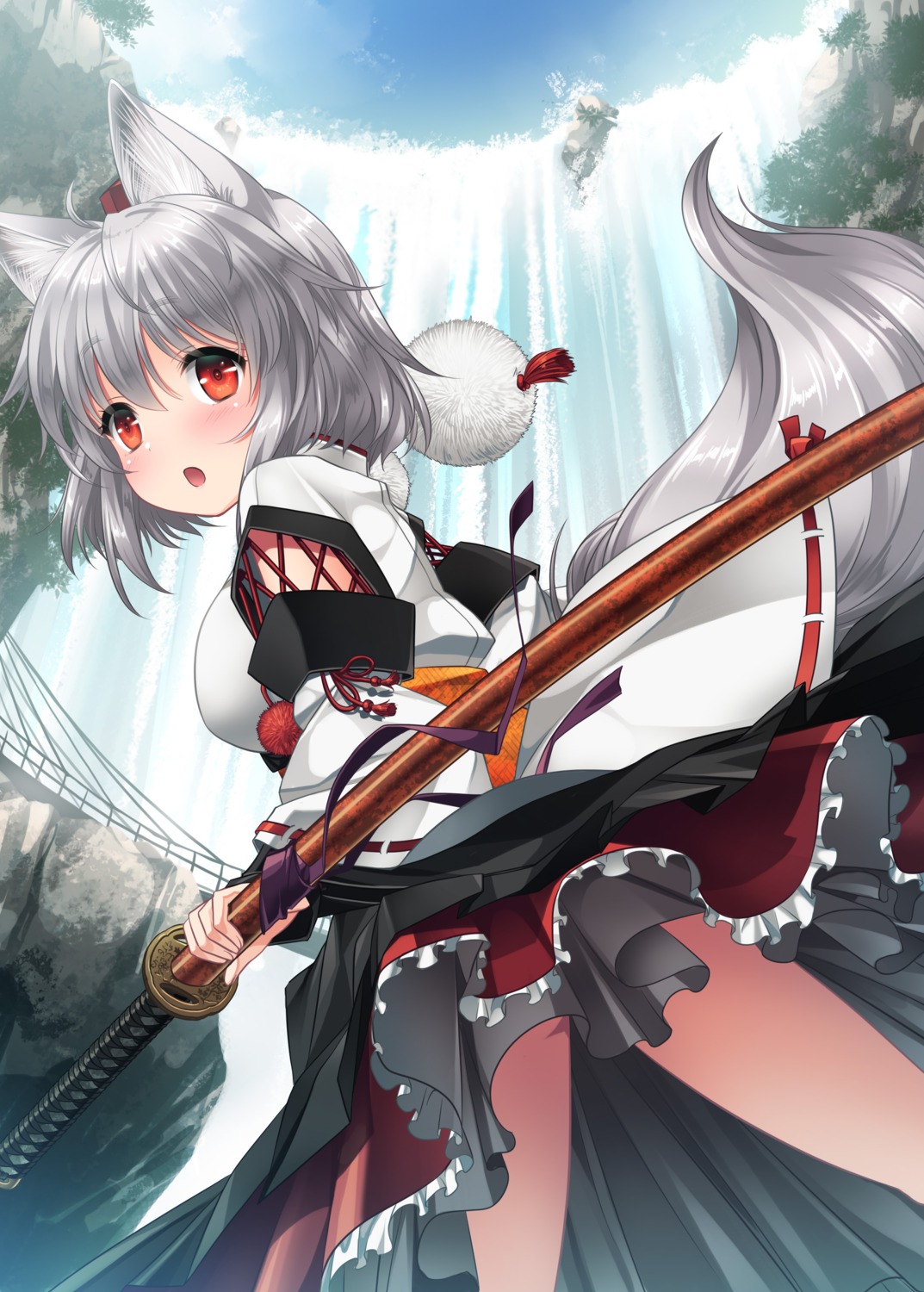 animal_ears, inubashiri_momiji, kei_kei, sword, tail, touhou