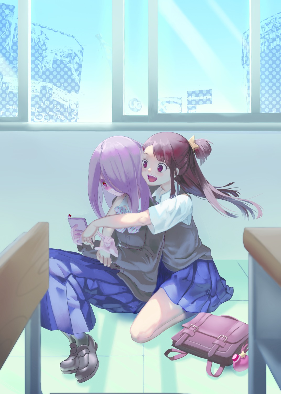 atsuko_kagari, heels, little_witch_academia, seifuku, sucy_manbavaran, sweater, yal, yuri