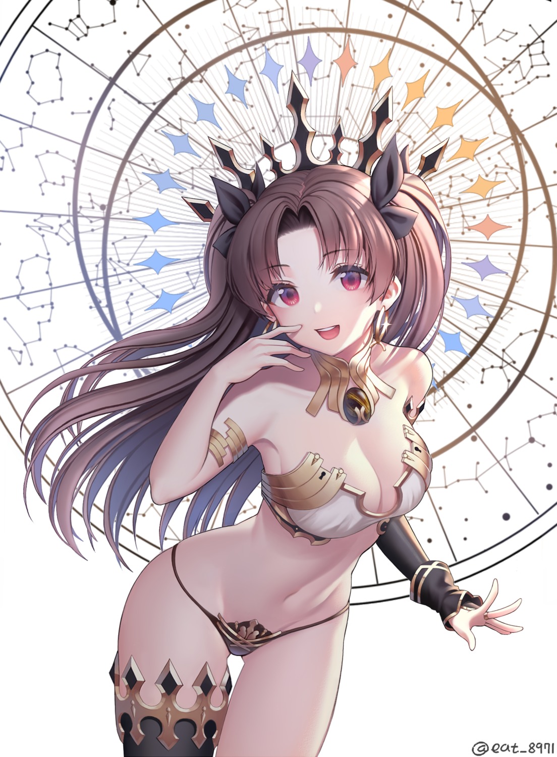 bikini_armor, cleavage, eat, fate/grand_order, ishtar_(fate), thighhighs
