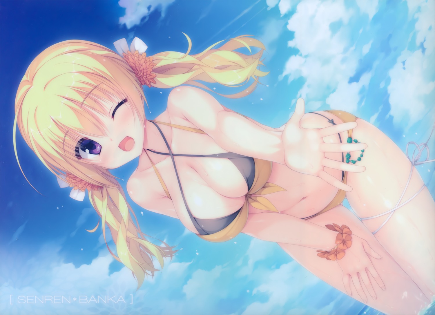 cleavage, kobuichi, lena_liechtenauer, senren_banka, swimsuits, wet, yuzu-soft