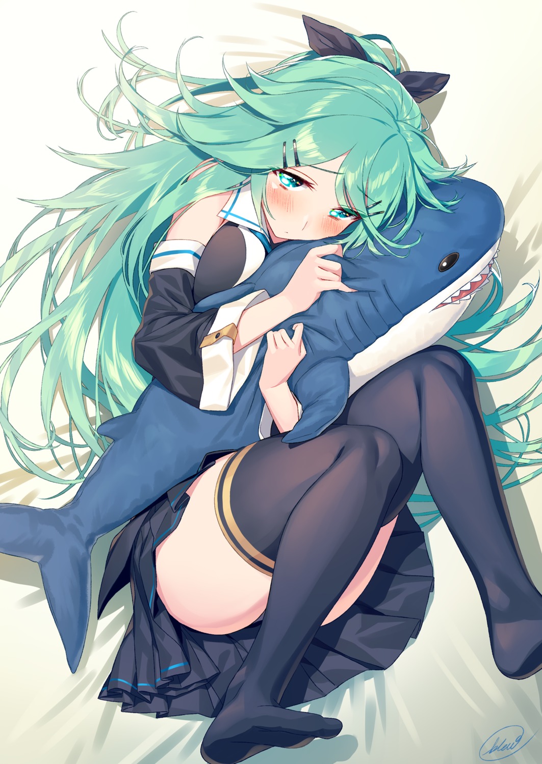 blew_andwhite, kantai_collection, seifuku, thighhighs, yamakaze_(kancolle)